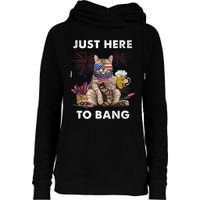 Just Here To Bang USA Flag Funny Beer 4th Of July Cat Love Womens Funnel Neck Pullover Hood