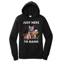 Just Here To Bang USA Flag Funny Beer 4th Of July Cat Love Women's Pullover Hoodie