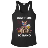 Just Here To Bang USA Flag Funny Beer 4th Of July Cat Love Ladies PosiCharge Competitor Racerback Tank