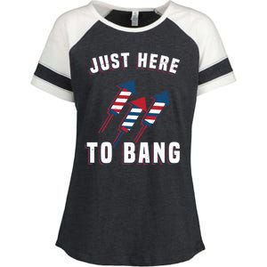 Just Here To Bang Funny 4th Of July Enza Ladies Jersey Colorblock Tee