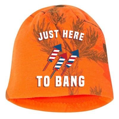 Just Here To Bang Funny 4th Of July Kati - Camo Knit Beanie