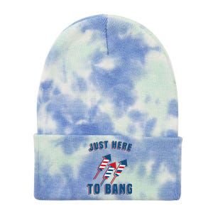 Just Here To Bang Funny 4th Of July Tie Dye 12in Knit Beanie