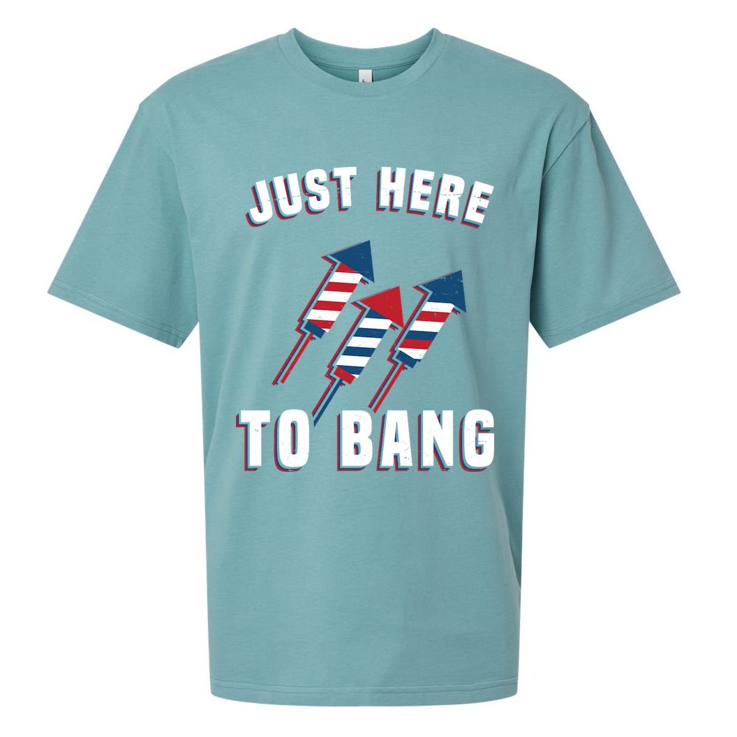 Just Here To Bang Funny 4th Of July Sueded Cloud Jersey T-Shirt