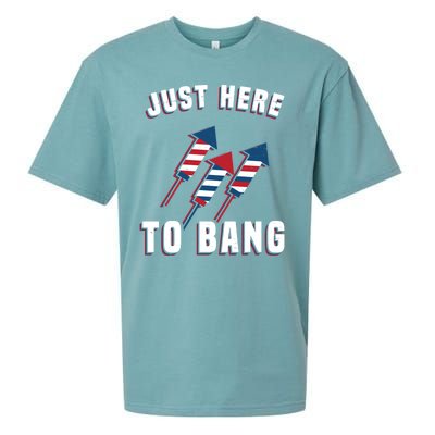 Just Here To Bang Funny 4th Of July Sueded Cloud Jersey T-Shirt