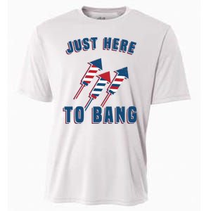 Just Here To Bang Funny 4th Of July Cooling Performance Crew T-Shirt