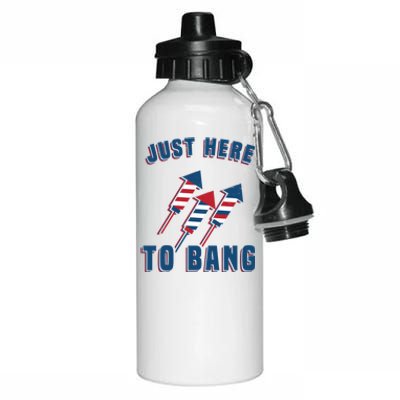 Just Here To Bang Funny 4th Of July Aluminum Water Bottle