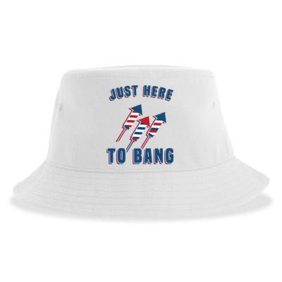 Just Here To Bang Funny 4th Of July Sustainable Bucket Hat