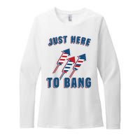 Just Here To Bang Funny 4th Of July Womens CVC Long Sleeve Shirt