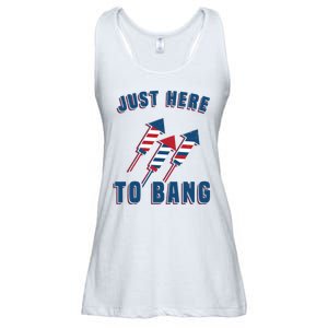 Just Here To Bang Funny 4th Of July Ladies Essential Flowy Tank