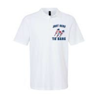 Just Here To Bang Funny 4th Of July Softstyle Adult Sport Polo