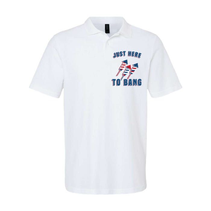 Just Here To Bang Funny 4th Of July Softstyle Adult Sport Polo