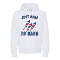 Just Here To Bang Funny 4th Of July Premium Hoodie