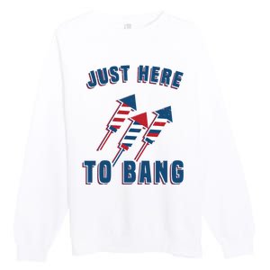 Just Here To Bang Funny 4th Of July Premium Crewneck Sweatshirt