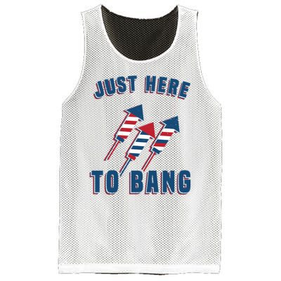 Just Here To Bang Funny 4th Of July Mesh Reversible Basketball Jersey Tank