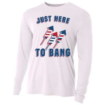 Just Here To Bang Funny 4th Of July Cooling Performance Long Sleeve Crew