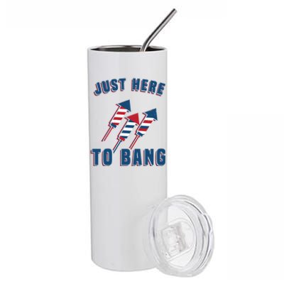 Just Here To Bang Funny 4th Of July Stainless Steel Tumbler