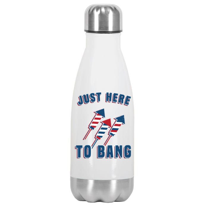 Just Here To Bang Funny 4th Of July Stainless Steel Insulated Water Bottle