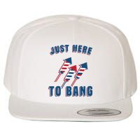 Just Here To Bang Funny 4th Of July Wool Snapback Cap