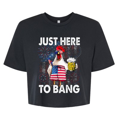 Just Here To Bang Chicken 4th Of July US Flag Firecrackers Bella+Canvas Jersey Crop Tee