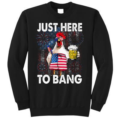 Just Here To Bang Chicken 4th Of July US Flag Firecrackers Sweatshirt