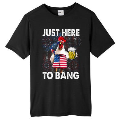 Just Here To Bang Chicken 4th Of July US Flag Firecrackers Tall Fusion ChromaSoft Performance T-Shirt