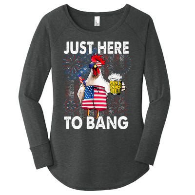 Just Here To Bang Chicken 4th Of July US Flag Firecrackers Women's Perfect Tri Tunic Long Sleeve Shirt