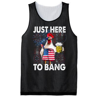 Just Here To Bang Chicken 4th Of July US Flag Firecrackers Mesh Reversible Basketball Jersey Tank