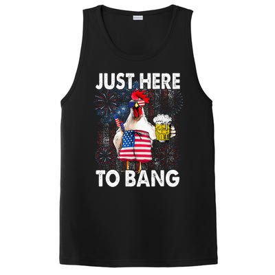 Just Here To Bang Chicken 4th Of July US Flag Firecrackers PosiCharge Competitor Tank