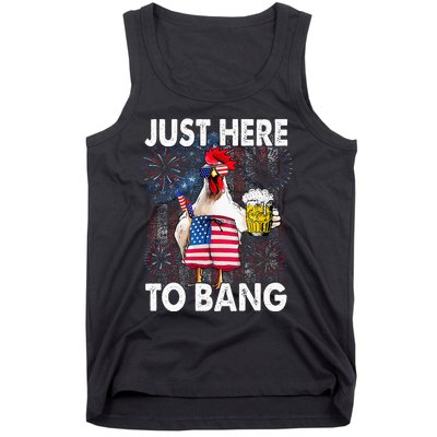 Just Here To Bang Chicken 4th Of July US Flag Firecrackers Tank Top