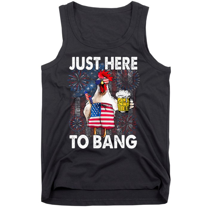 Just Here To Bang Chicken 4th Of July US Flag Firecrackers Tank Top