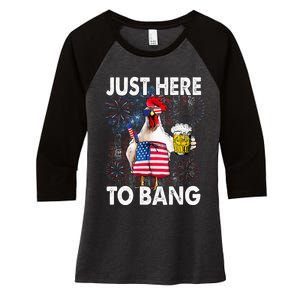 Just Here To Bang Chicken 4th Of July US Flag Firecrackers Women's Tri-Blend 3/4-Sleeve Raglan Shirt