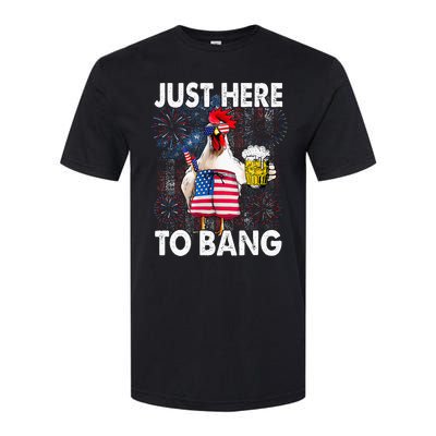 Just Here To Bang Chicken 4th Of July US Flag Firecrackers Softstyle CVC T-Shirt