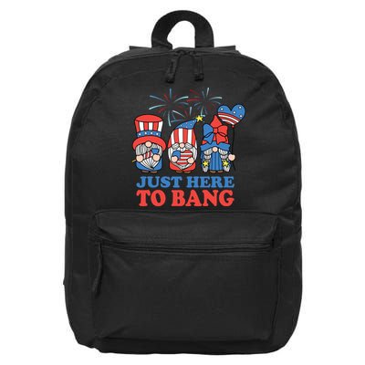 Just Here To Bang Gnome 4th Of July 16 in Basic Backpack