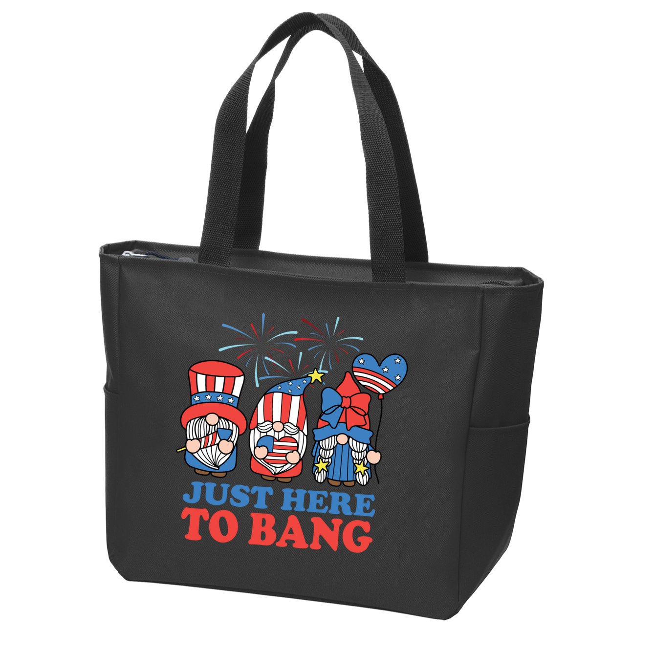 Just Here To Bang Gnome 4th Of July Zip Tote Bag