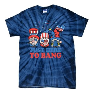 Just Here To Bang Gnome 4th Of July Tie-Dye T-Shirt