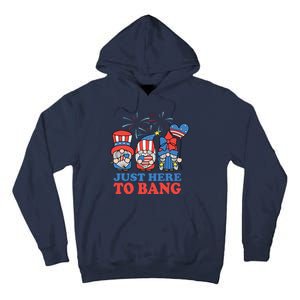 Just Here To Bang Gnome 4th Of July Tall Hoodie