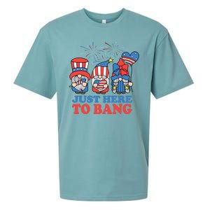 Just Here To Bang Gnome 4th Of July Sueded Cloud Jersey T-Shirt