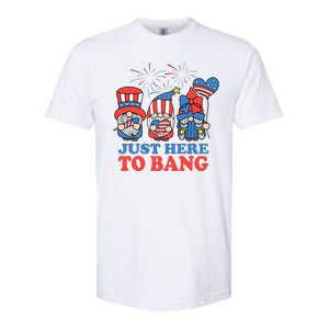 Just Here To Bang Gnome 4th Of July Softstyle CVC T-Shirt