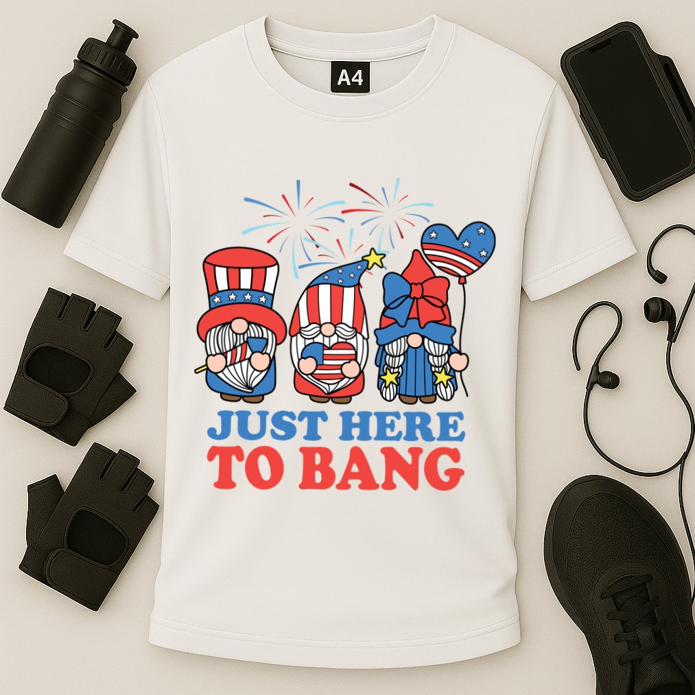 Just Here To Bang Gnome 4th Of July Performance Shirt