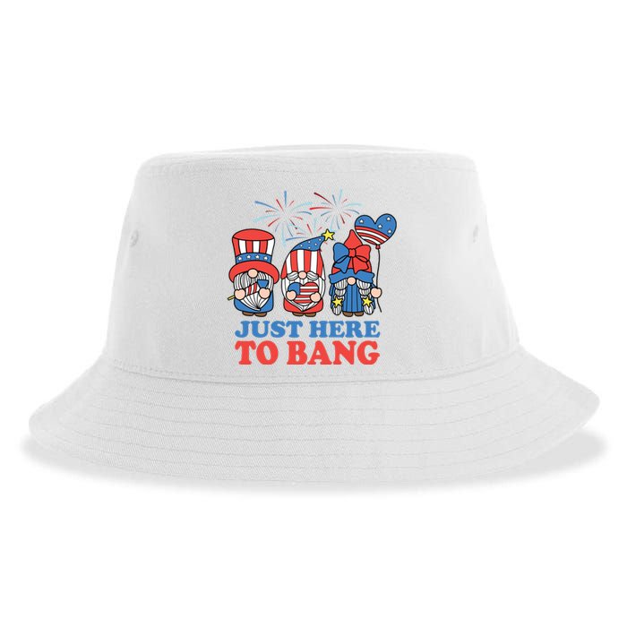 Just Here To Bang Gnome 4th Of July Sustainable Bucket Hat