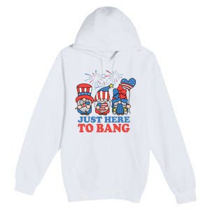 Just Here To Bang Gnome 4th Of July Premium Pullover Hoodie