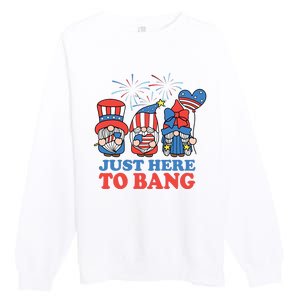 Just Here To Bang Gnome 4th Of July Premium Crewneck Sweatshirt