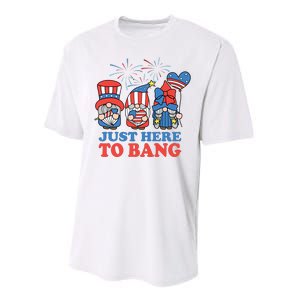 Just Here To Bang Gnome 4th Of July Performance Sprint T-Shirt