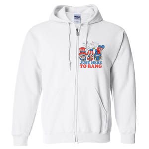 Just Here To Bang Gnome 4th Of July Full Zip Hoodie