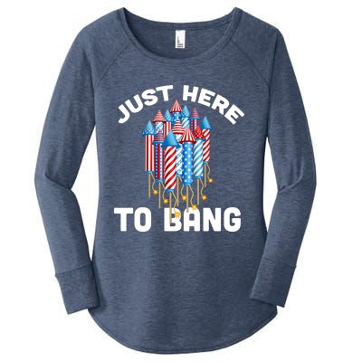 Just Here To Bang 4th Of July Fireworks Funny Fourth Of July Gift Women's Perfect Tri Tunic Long Sleeve Shirt