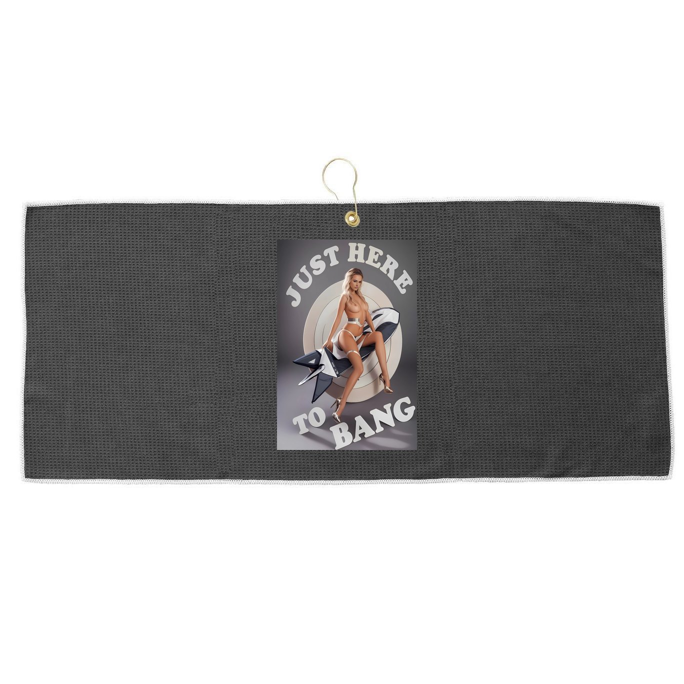 Just Here To Bang | Pin Up Girl Large Microfiber Waffle Golf Towel