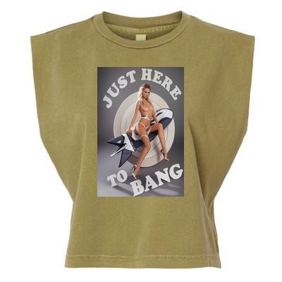 Just Here To Bang | Pin Up Girl Garment-Dyed Women's Muscle Tee