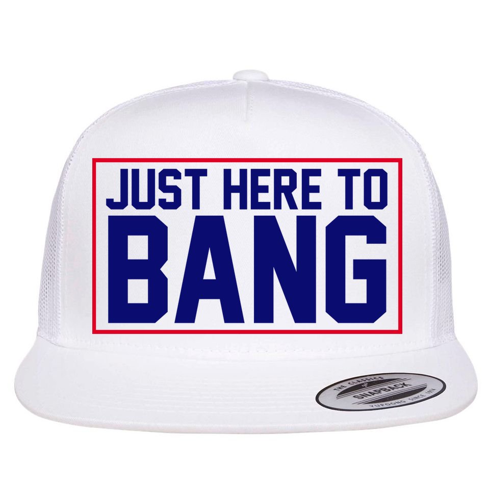 Just Here To Bang 4th Of July Flat Bill Trucker Hat