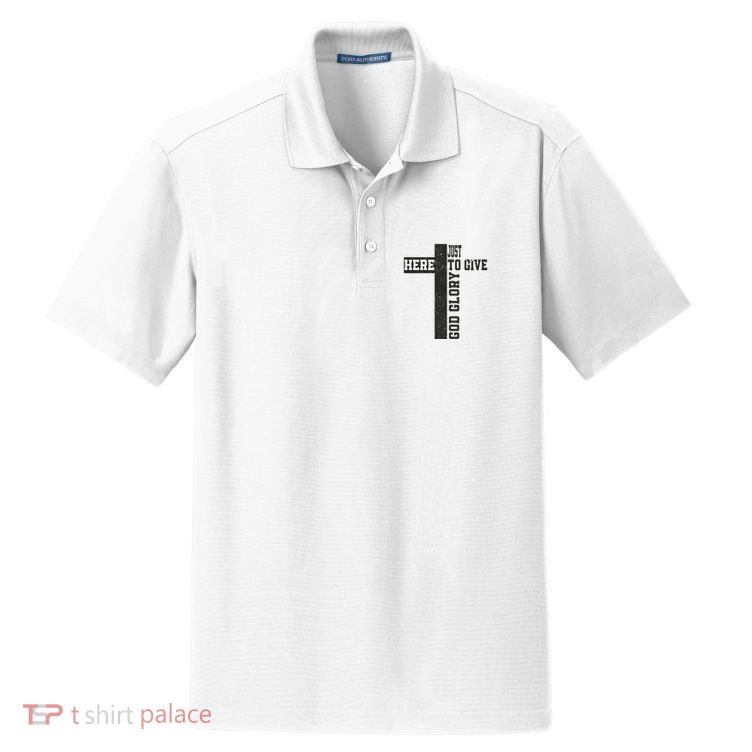 Just Here To Give God Glory Cute Dry Zone Grid Polo