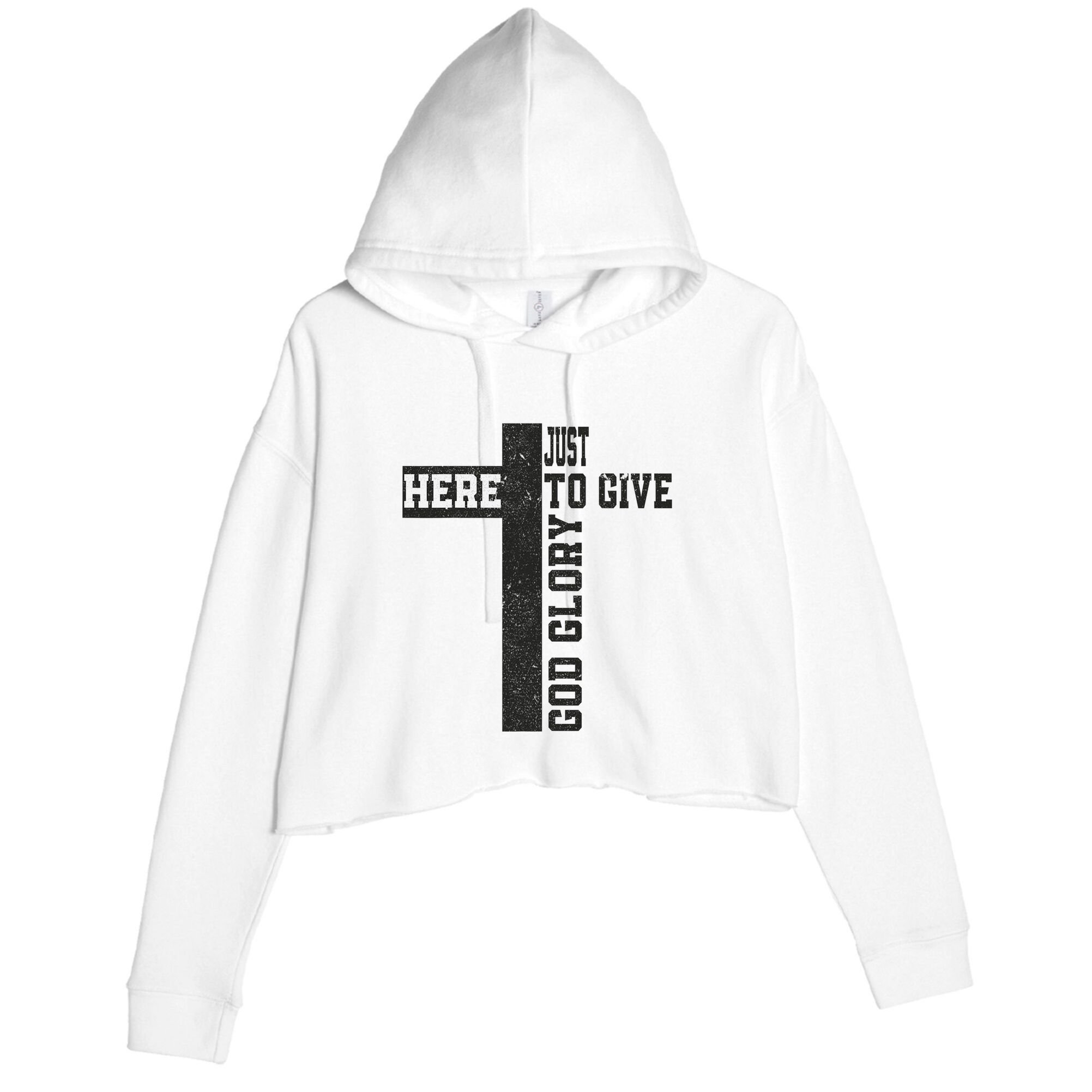 Just Here To Give God Glory Cute Crop Fleece Hoodie